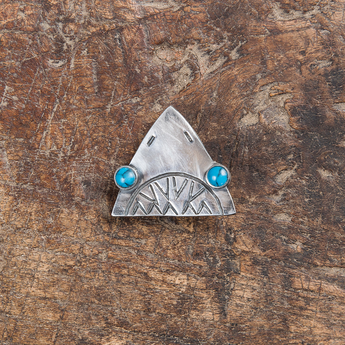 Munqa Newtive Jaws Silver & Turquoise Brooch