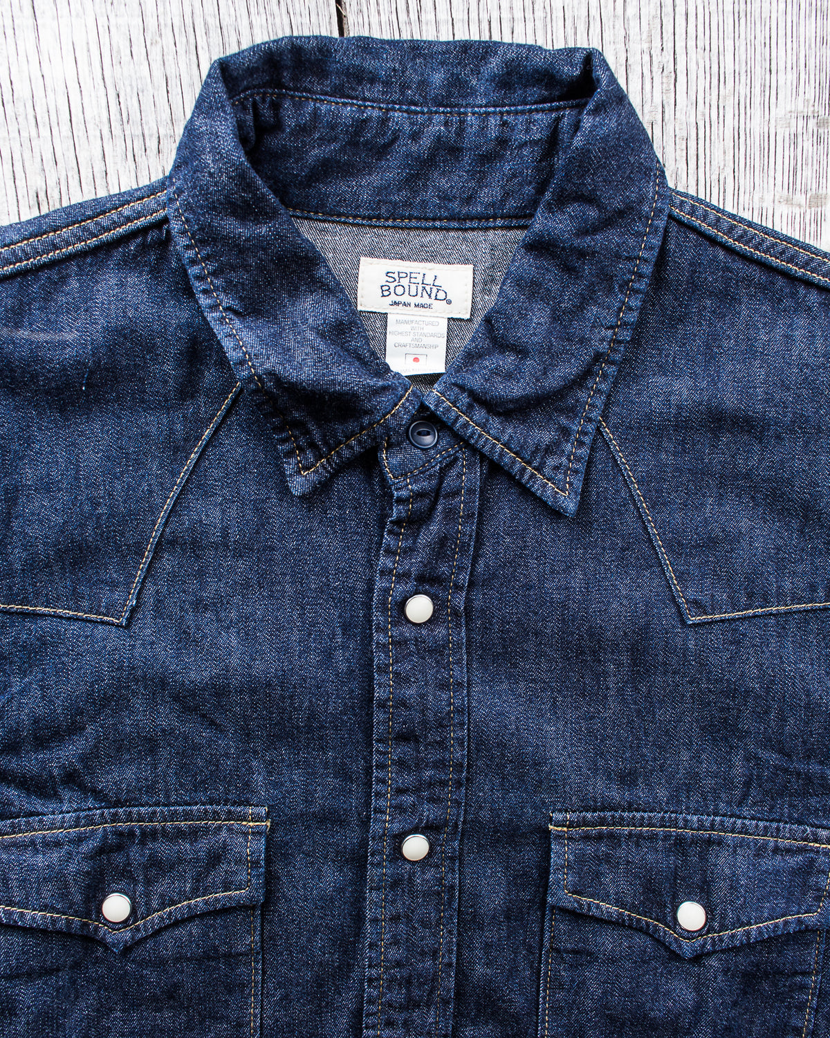 Second Hand Spellbound 48-736E Western Style 6oz Denim Shirt Rinsed Size 4/L