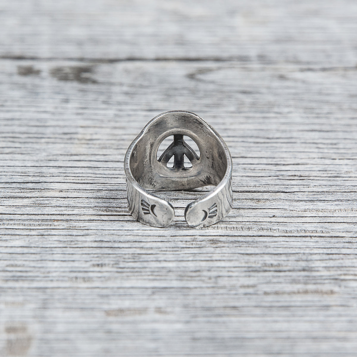 Munqa Newtive Peace Sign Silver Ring
