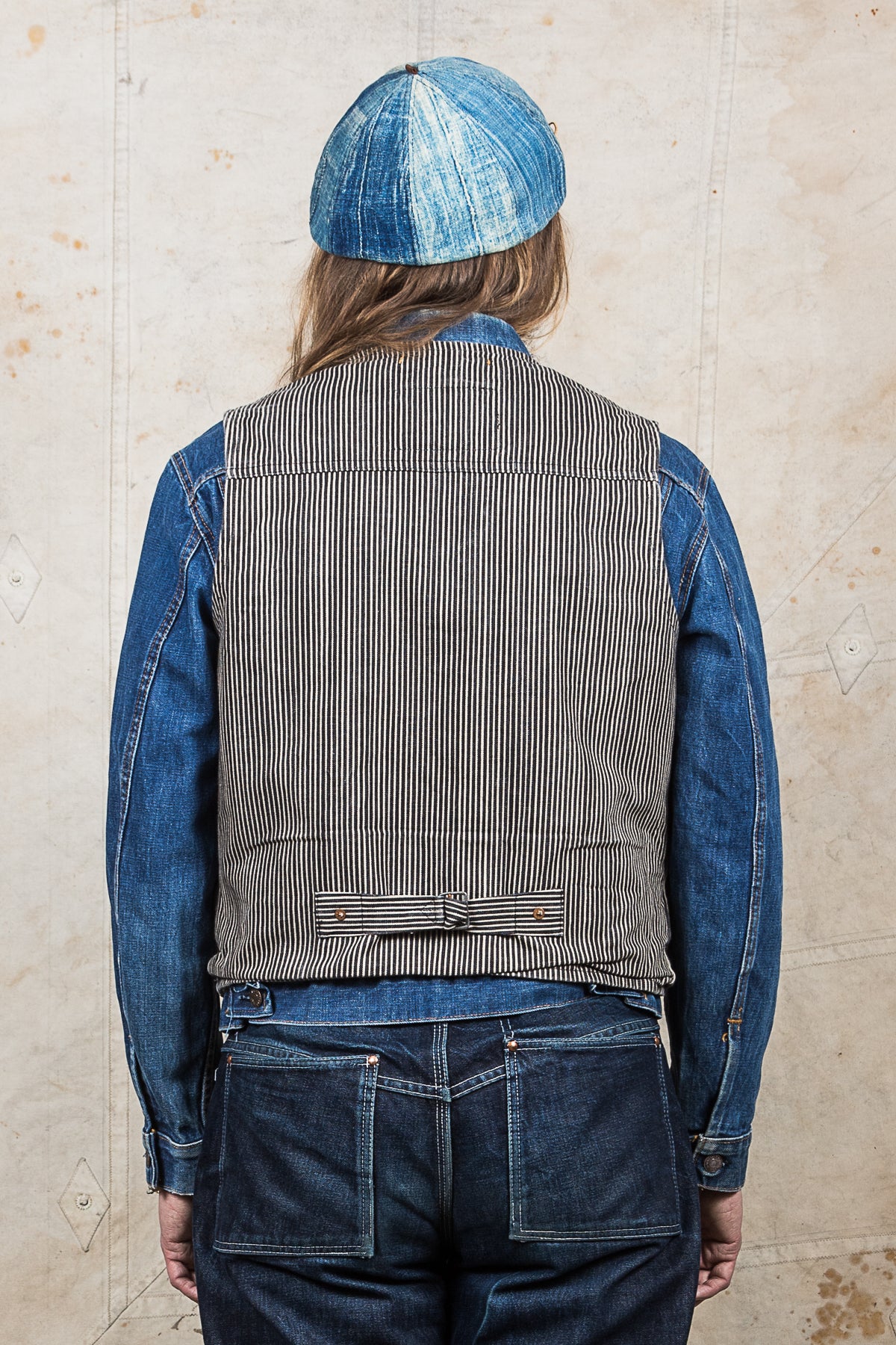 Second Hand Indigofera Floyd Vest Hickory Stripes