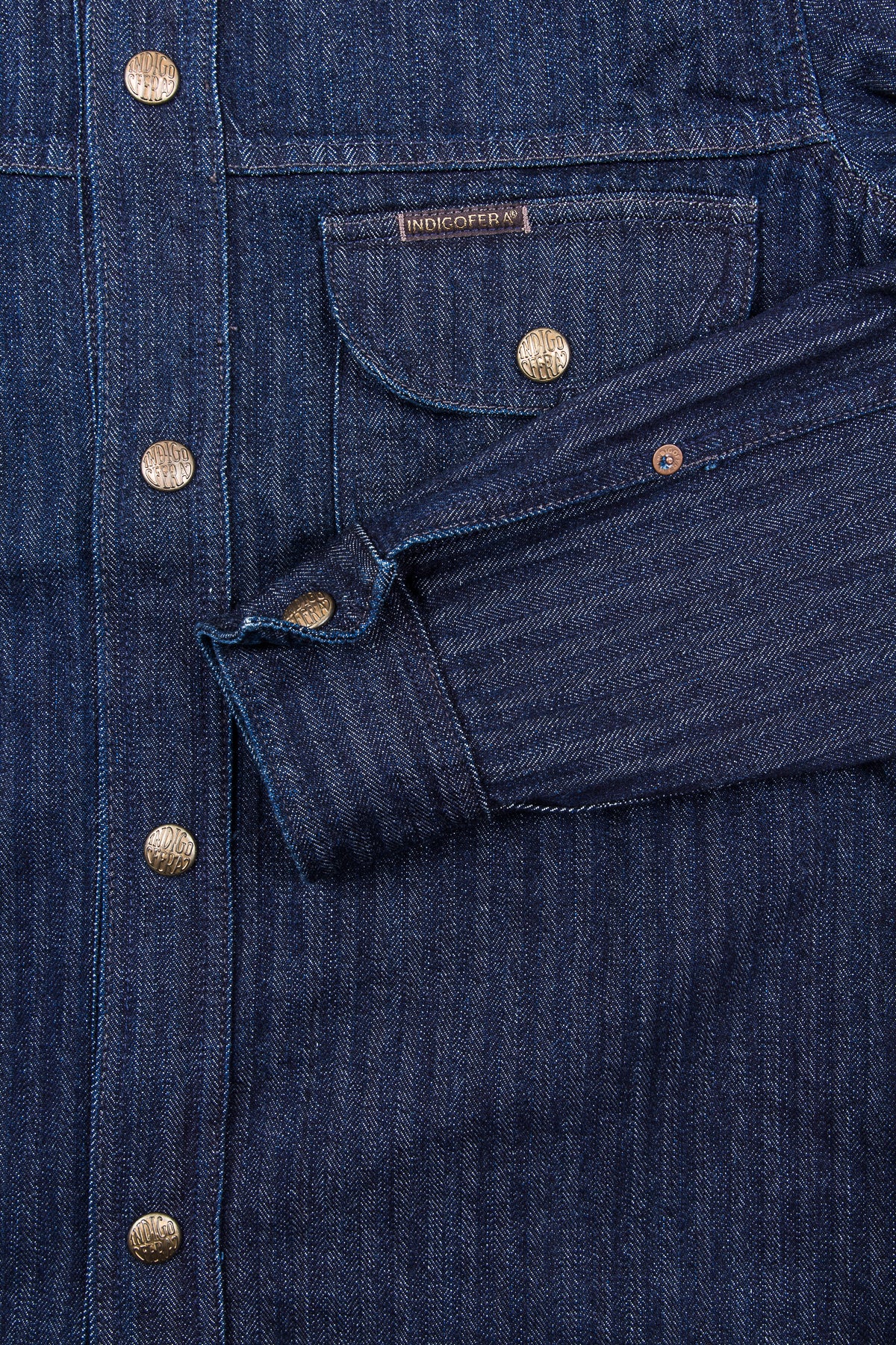 Indigofera Fargo Shirt Indigo Herringbone