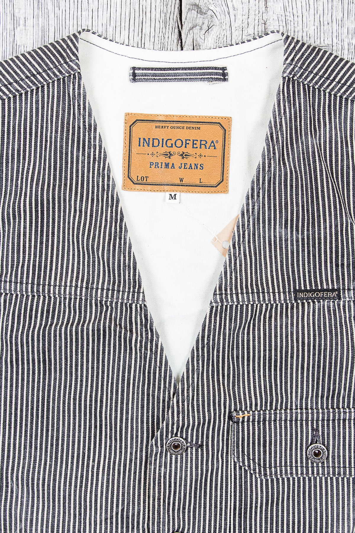 Second Hand Indigofera Floyd Vest Hickory Stripes