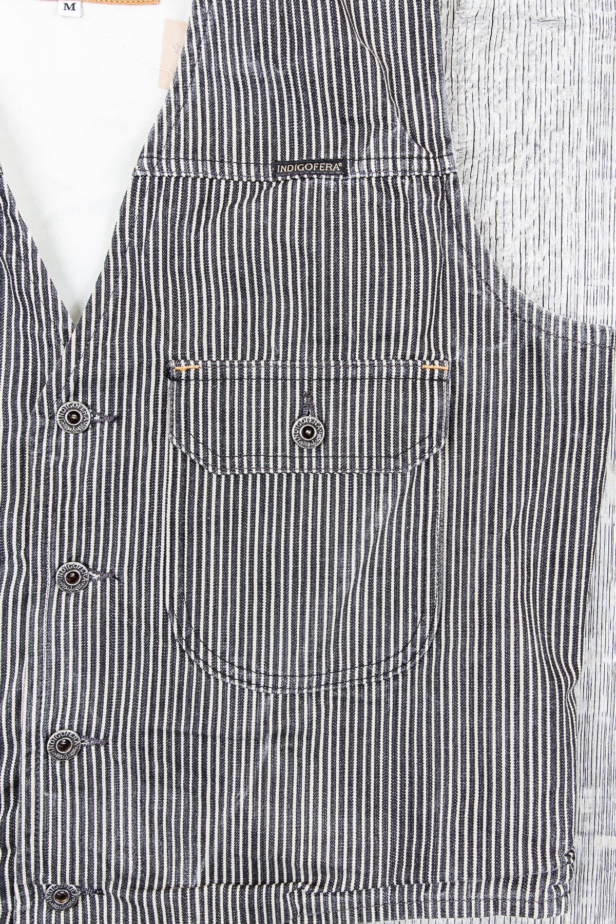 Second Hand Indigofera Floyd Vest Hickory Stripes