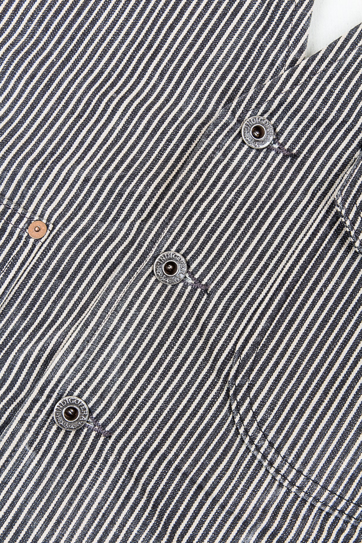 Second Hand Indigofera Floyd Vest Hickory Stripes