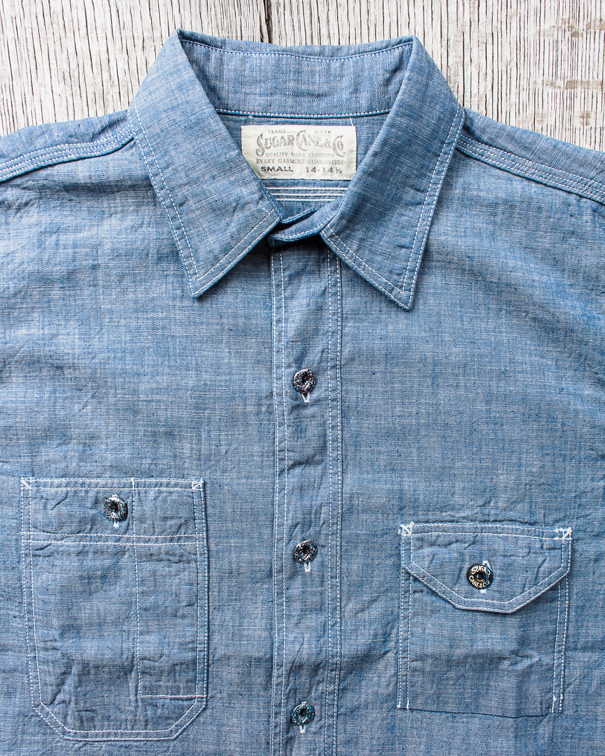 Sugar Cane & Co. Fiction Romance 4,3oz Slub Chambray Work Shirt