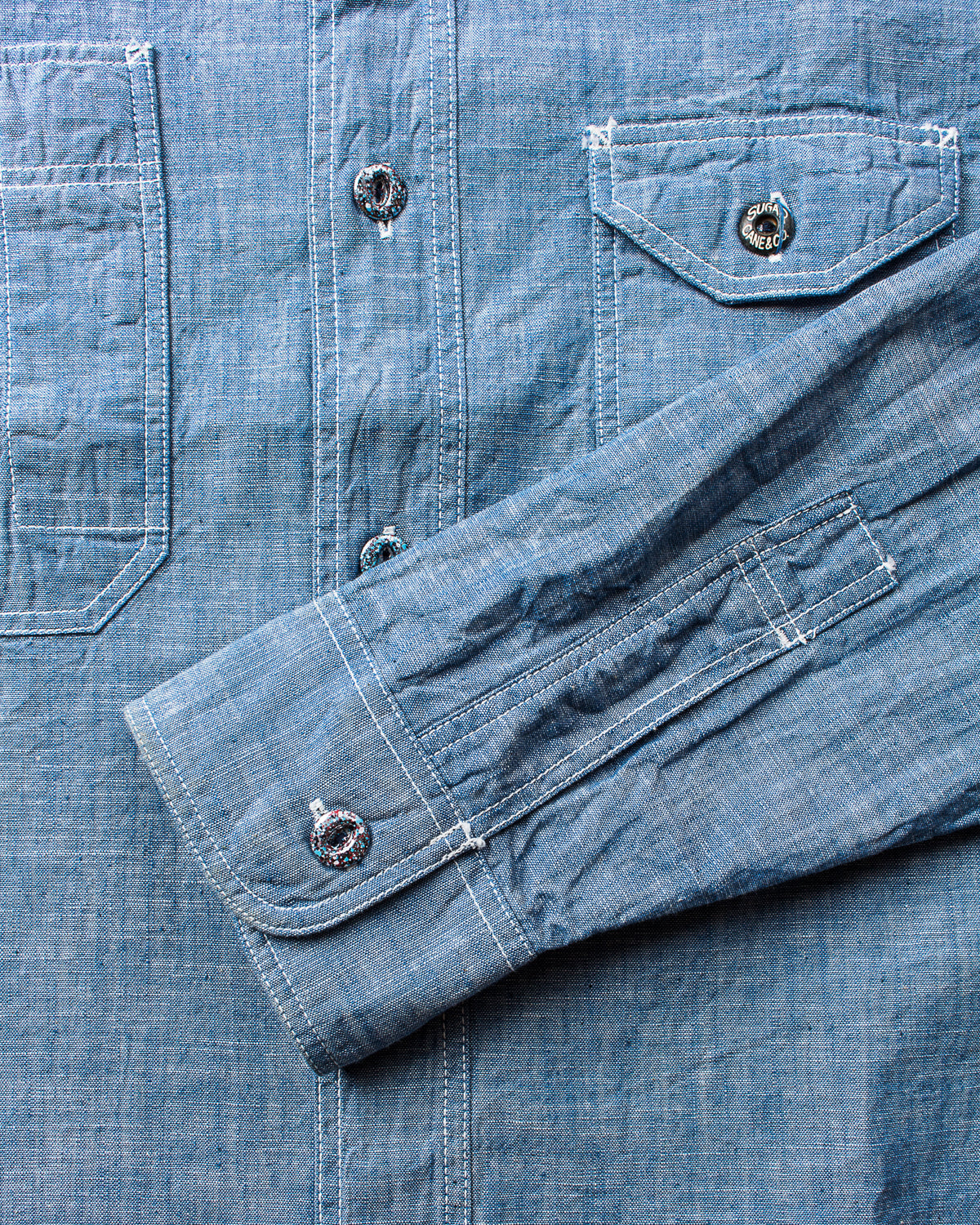 Sugar Cane & Co. Fiction Romance 4,3oz Slub Chambray Work Shirt