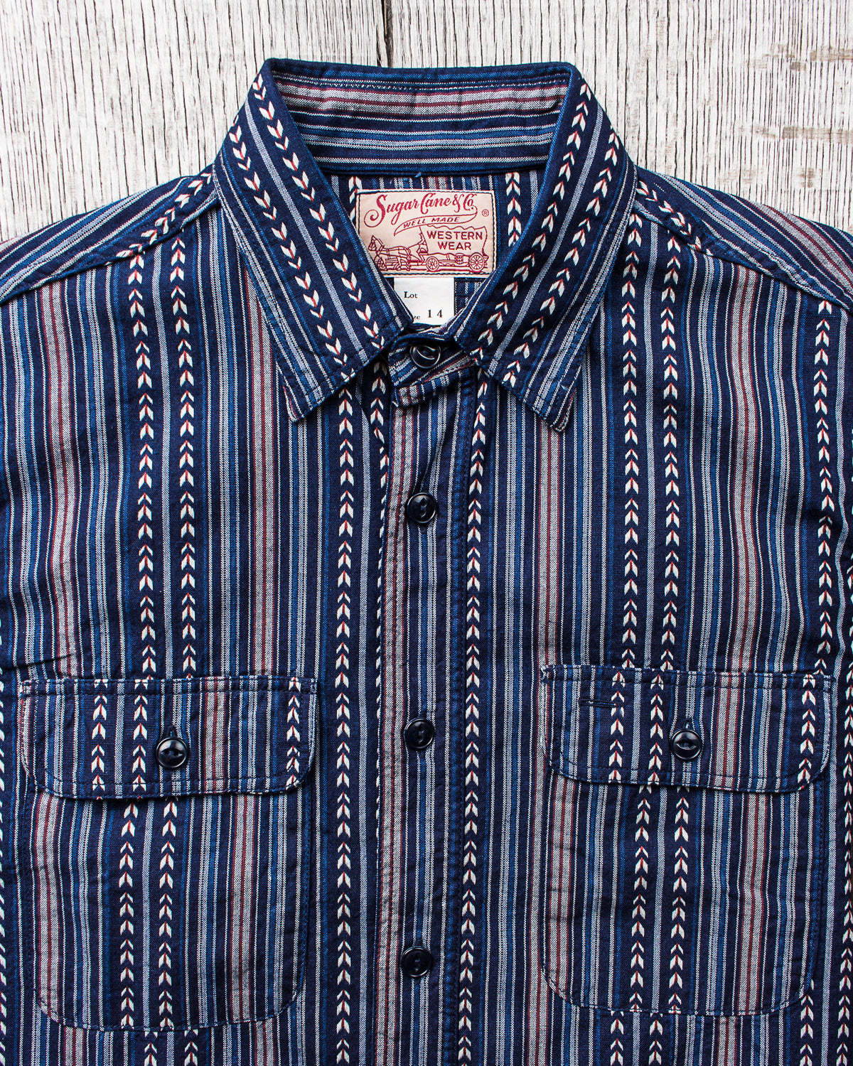 Sugar Cane & Co. Native American Indigo Stripe Work Shirt