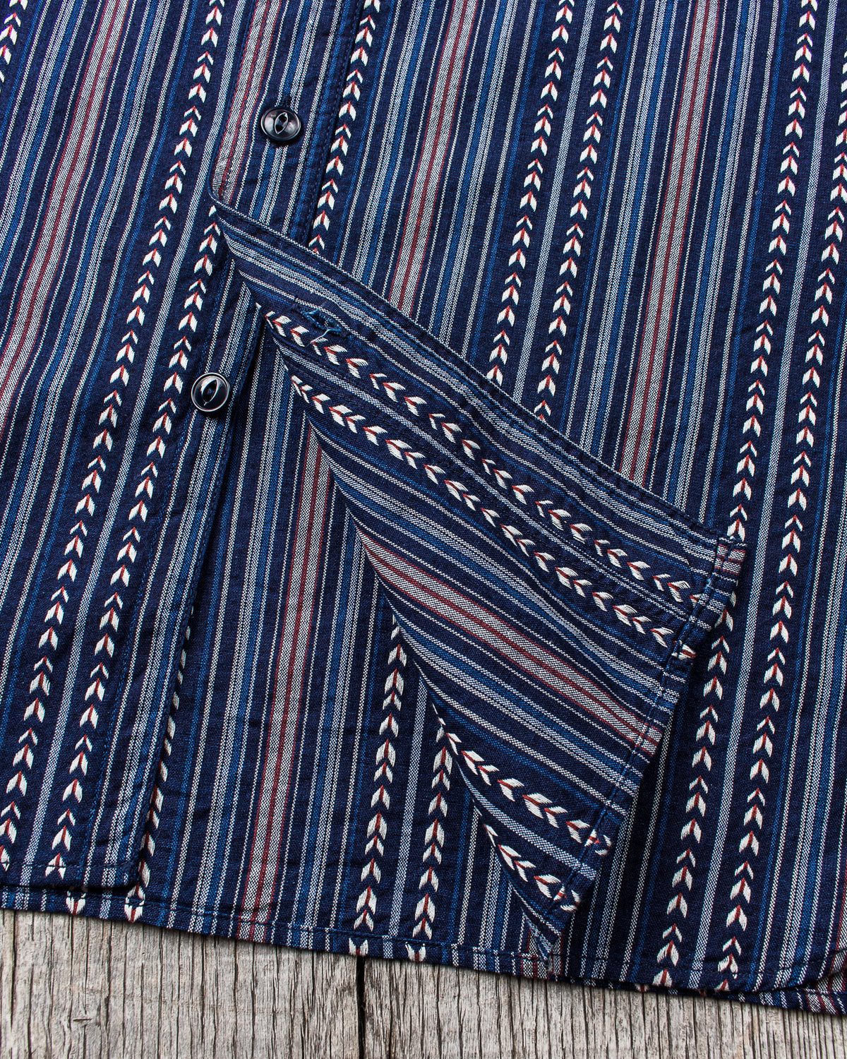 Sugar Cane & Co. Native American Indigo Stripe Work Shirt
