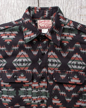 Sugar Cane Long Sleeve Native American Pattern Work Shirt Black