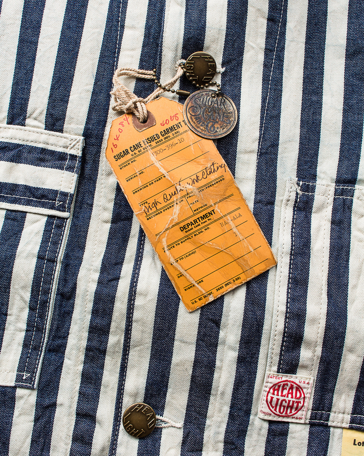 Sugar Cane & Co Headlight x Fiction Romance NOS 7oz 1/2" Indigo Stripe Work Coat