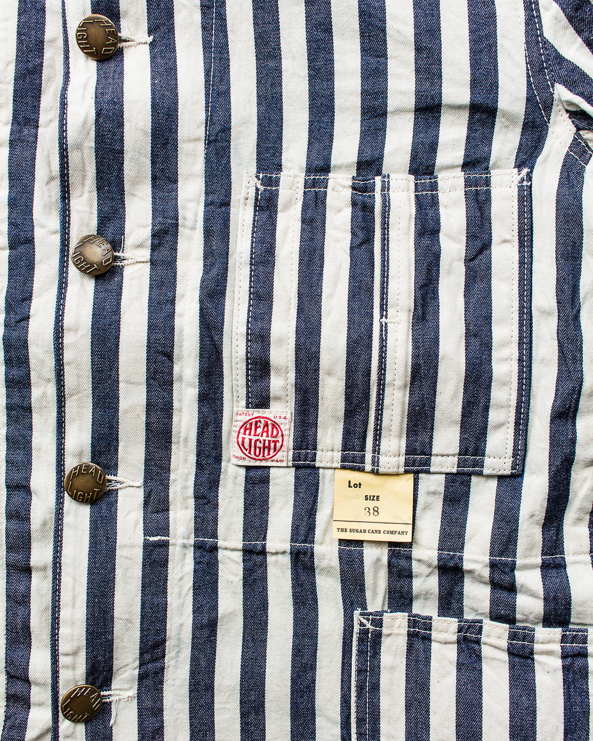 Sugar Cane & Co Headlight x Fiction Romance NOS 7oz 1/2" Indigo Stripe Work Coat