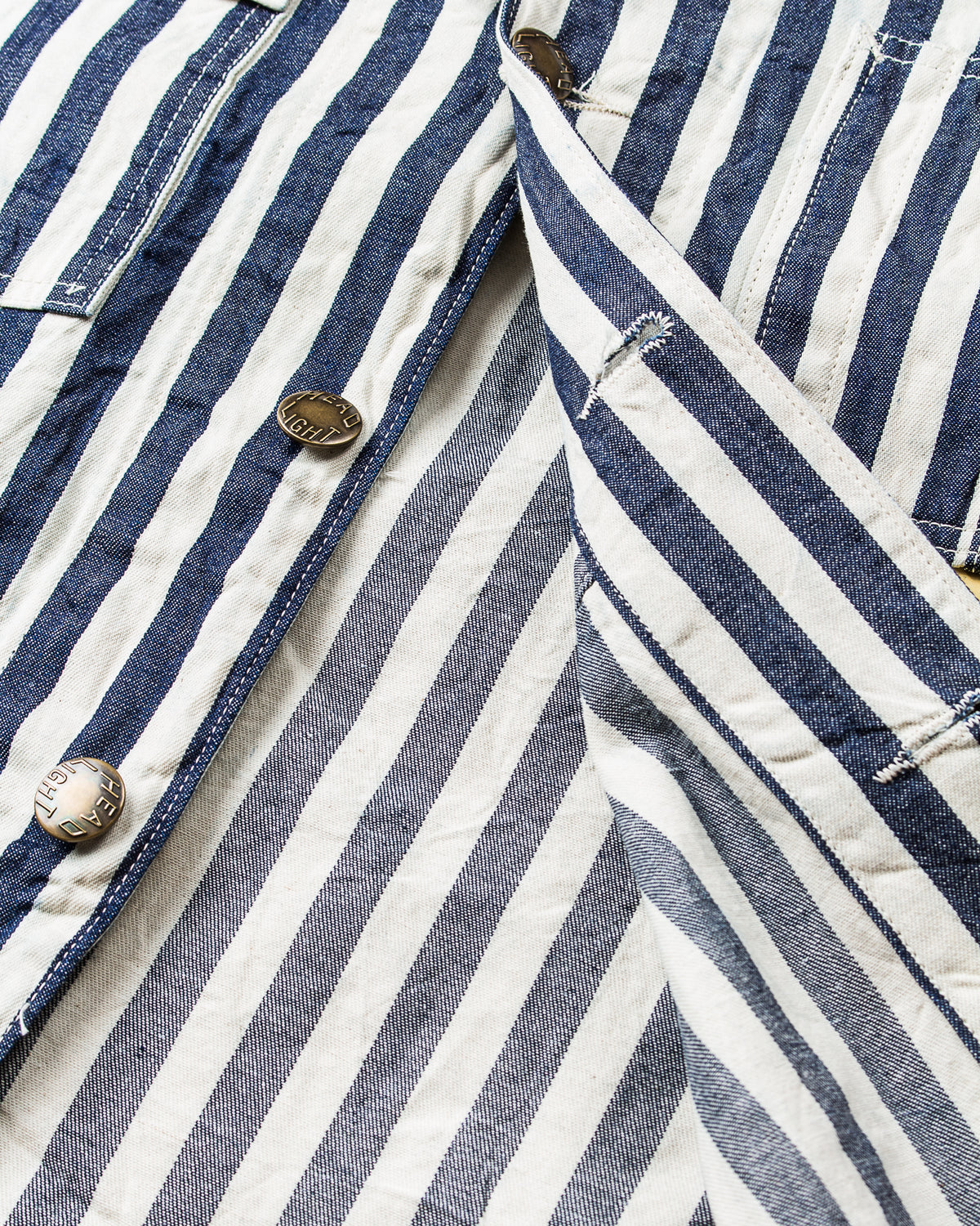 Sugar Cane & Co Headlight x Fiction Romance NOS 7oz 1/2" Indigo Stripe Work Coat