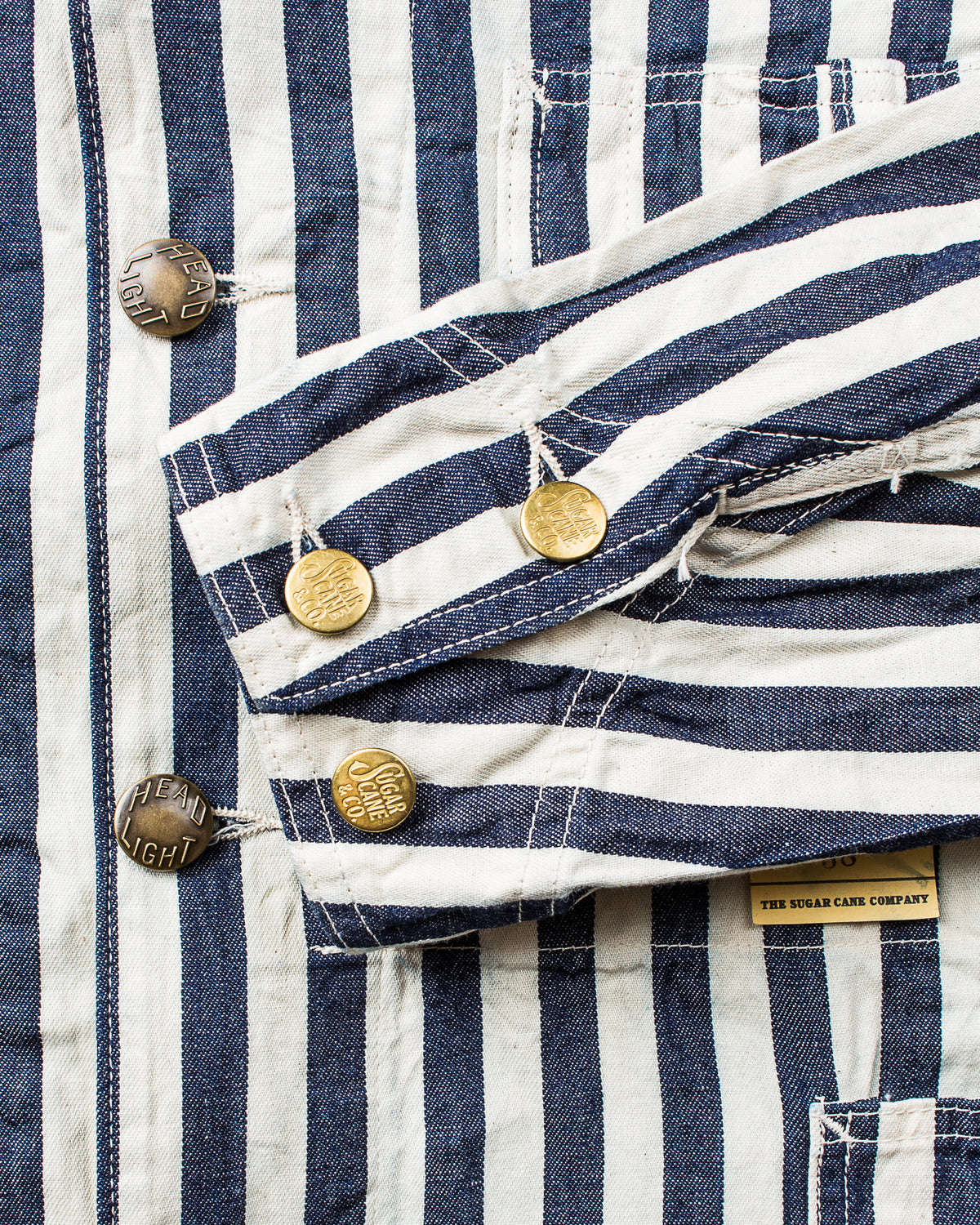 Sugar Cane & Co Headlight x Fiction Romance NOS 7oz 1/2" Indigo Stripe Work Coat