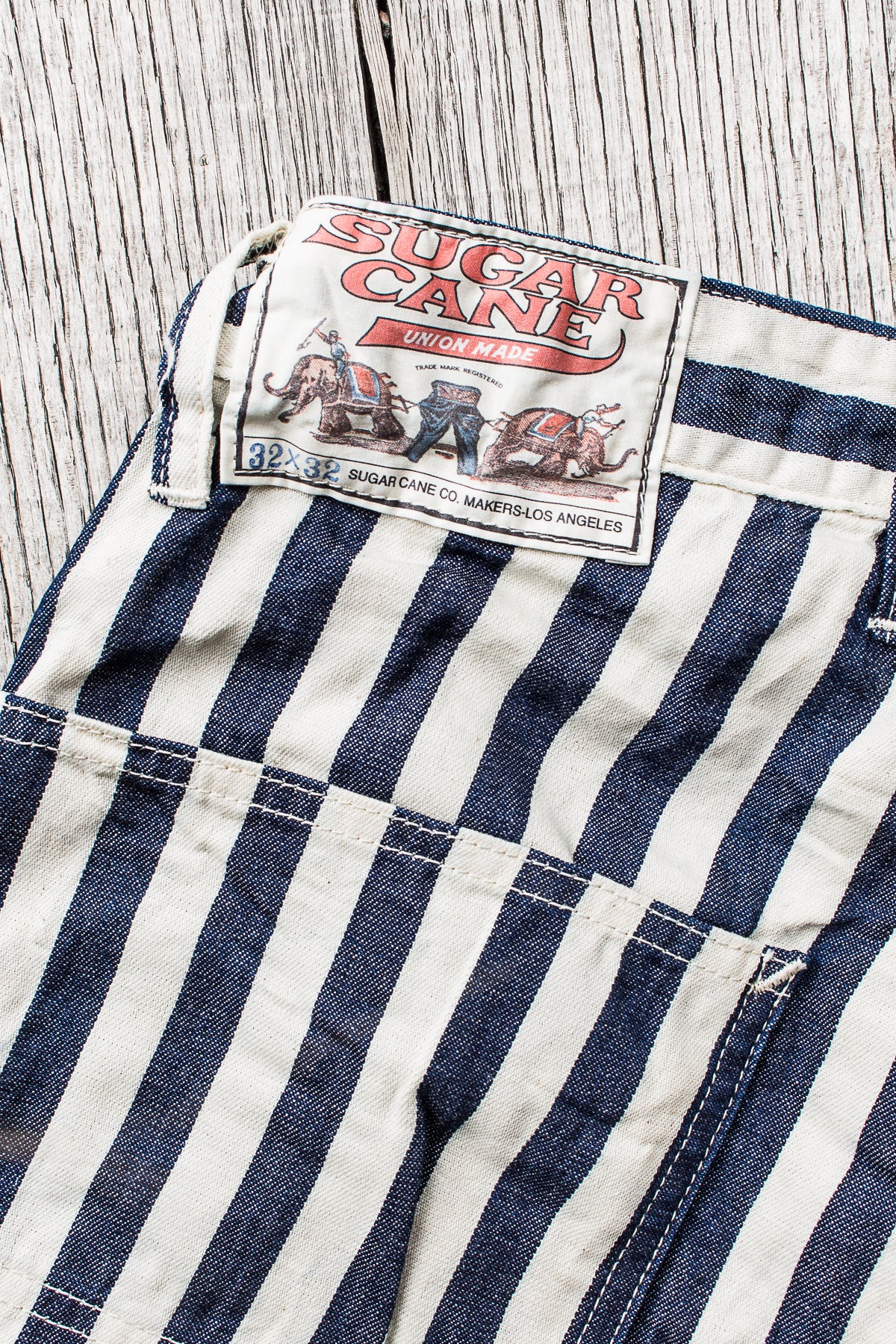 Sugar Cane & Co Headlight x Fiction Romance NOS 7oz 1/2" Indigo Stripe Work Pants