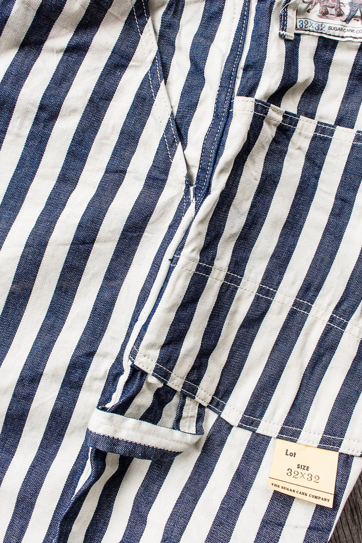 Sugar Cane & Co Headlight x Fiction Romance NOS 7oz 1/2" Indigo Stripe Work Pants