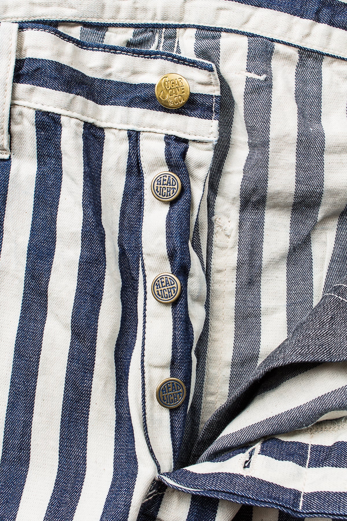 Sugar Cane & Co Headlight x Fiction Romance NOS 7oz 1/2" Indigo Stripe Work Pants