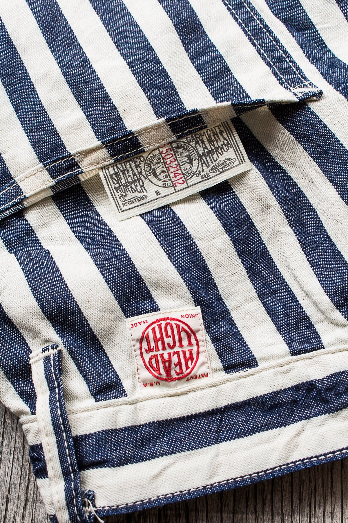 Sugar Cane & Co Headlight x Fiction Romance NOS 7oz 1/2" Indigo Stripe Work Pants