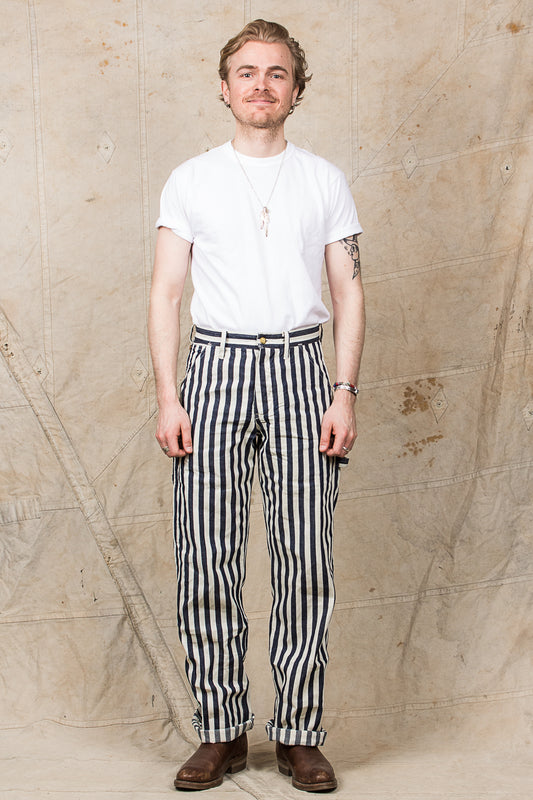Sugar Cane & Co Headlight x Fiction Romance NOS 7oz 1/2" Indigo Stripe Work Pants