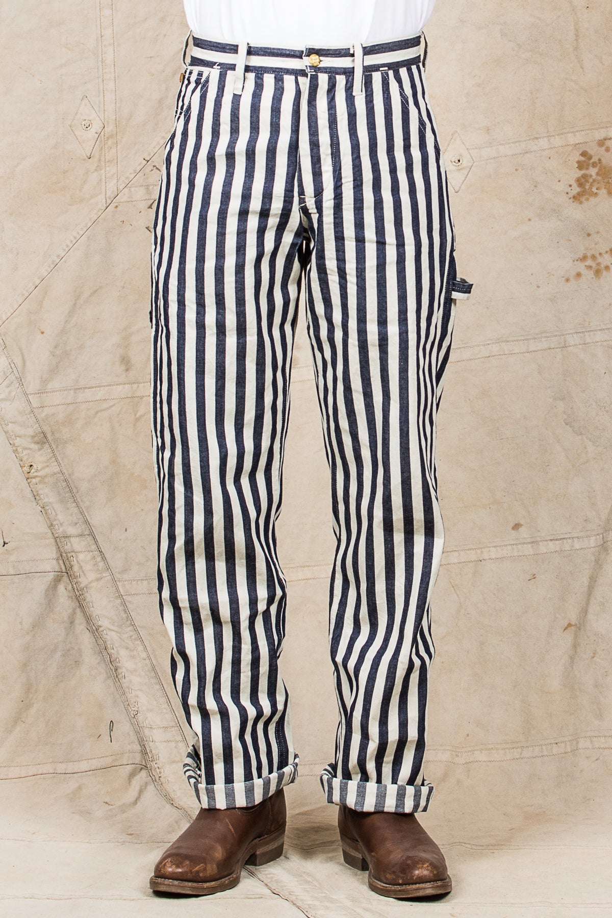 Sugar Cane & Co Headlight x Fiction Romance NOS 7oz 1/2" Indigo Stripe Work Pants