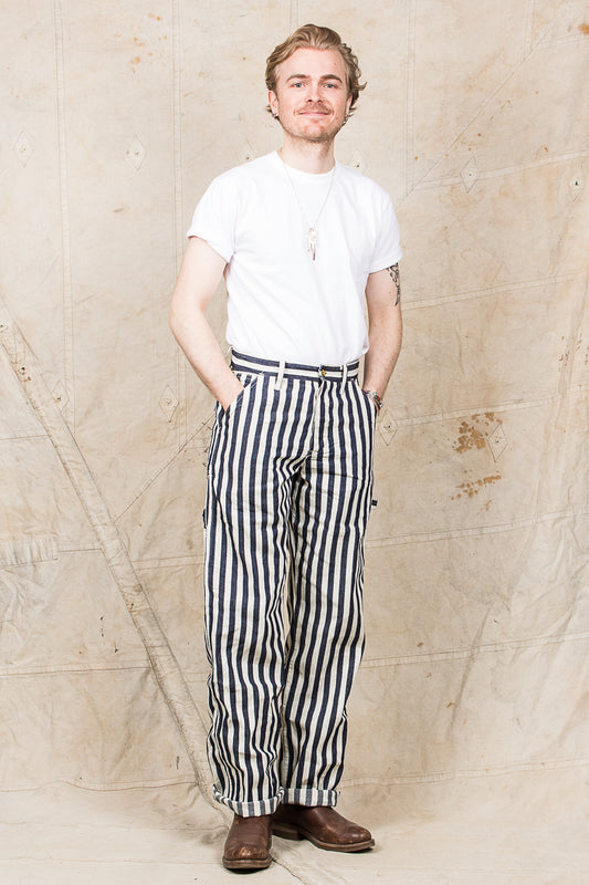 Sugar Cane & Co Headlight x Fiction Romance NOS 7oz 1/2" Indigo Stripe Work Pants