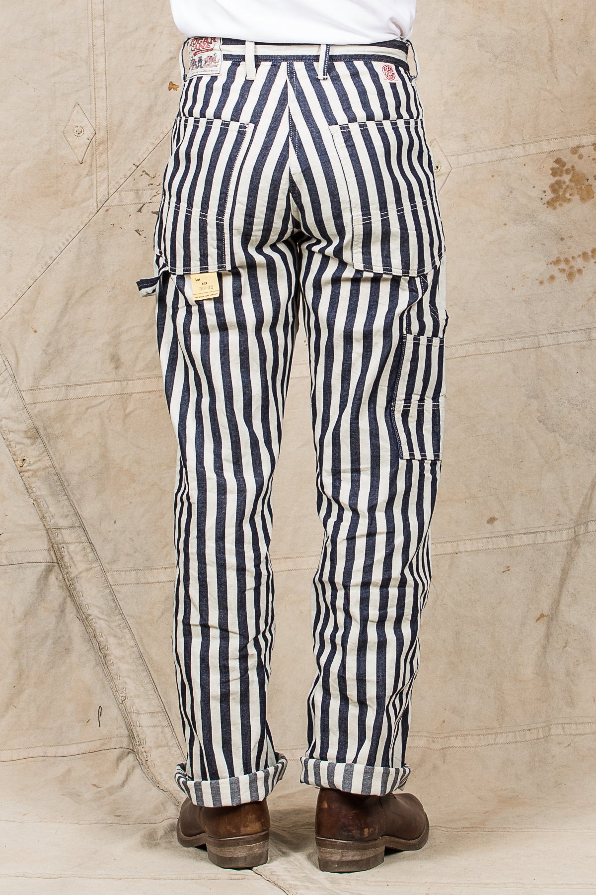 Sugar Cane & Co Headlight x Fiction Romance NOS 7oz 1/2" Indigo Stripe Work Pants