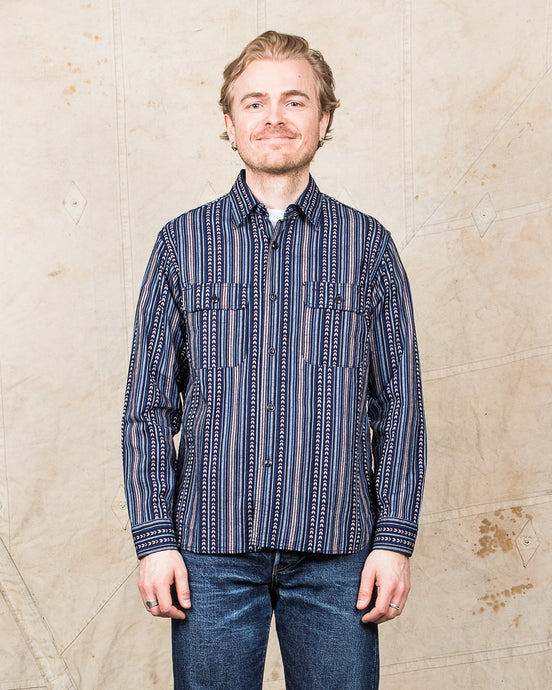 Sugar Cane & Co. Native American Indigo Stripe Work Shirt