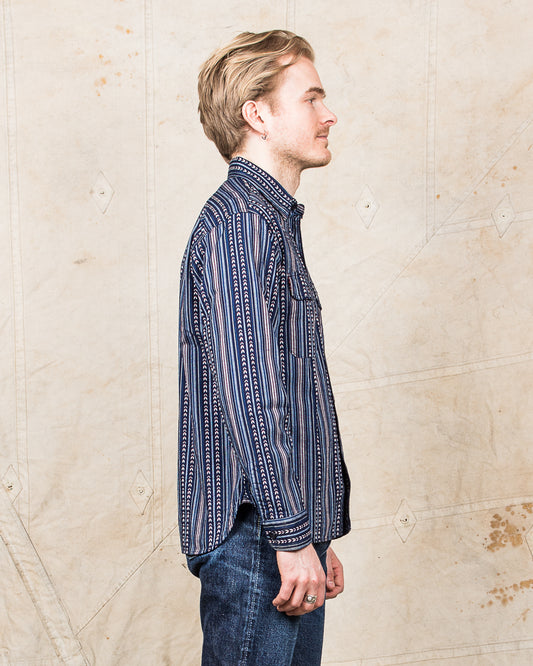 Sugar Cane & Co. Native American Indigo Stripe Work Shirt