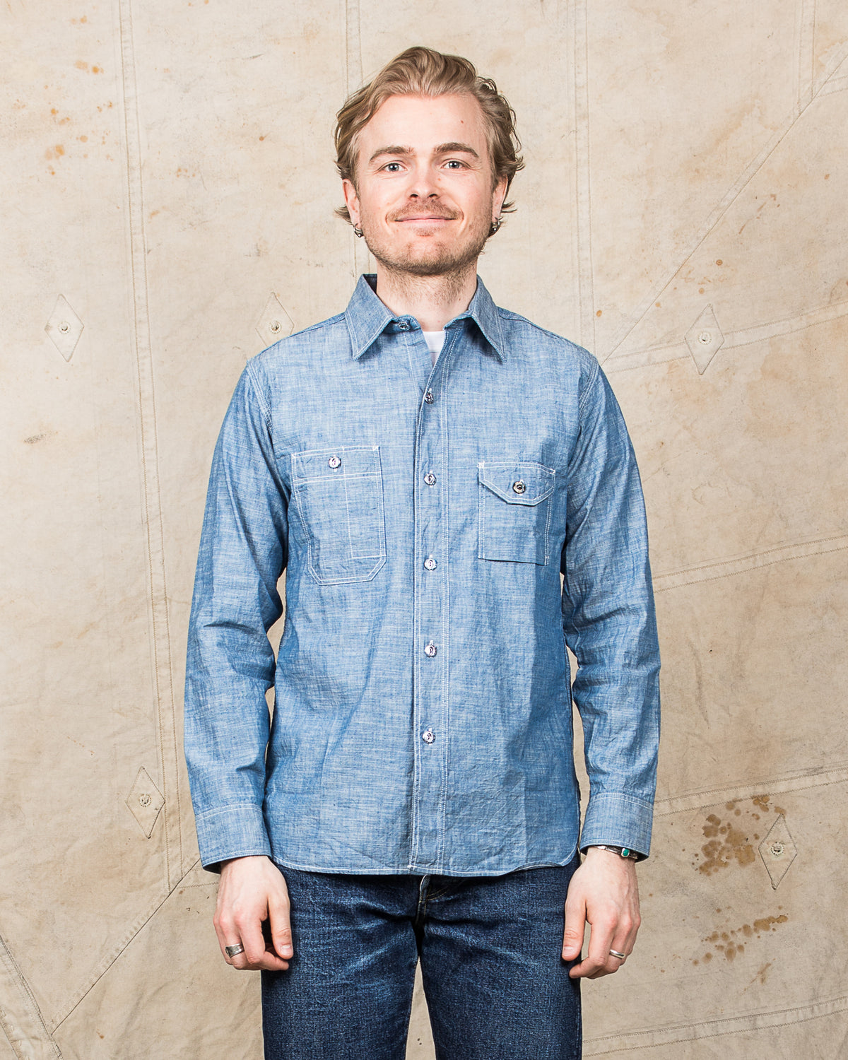 Sugar Cane & Co. Fiction Romance 4,3oz Slub Chambray Work Shirt