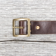 Lone Wolf Leathers Belt Horween Chromexcel Flat Square Brass Buckle