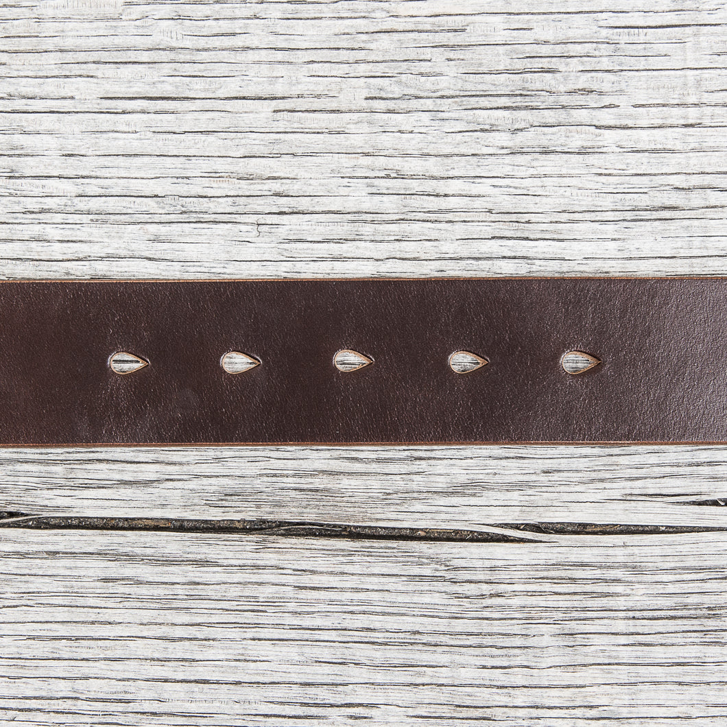 Lone Wolf Leathers Belt Horween Chromexcel Flat Square Brass