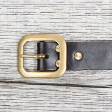 Lone Wolf Leathers Belt Horween Chromexcel Flat Octagon Brass Buckle