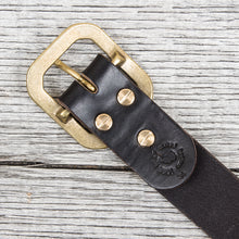 Lone Wolf Leathers Belt Horween Chromexcel Flat Octagon Brass Buckle