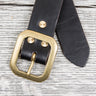Lone Wolf Leathers Belt Horween Chromexcel Flat Octagon Brass Buckle
