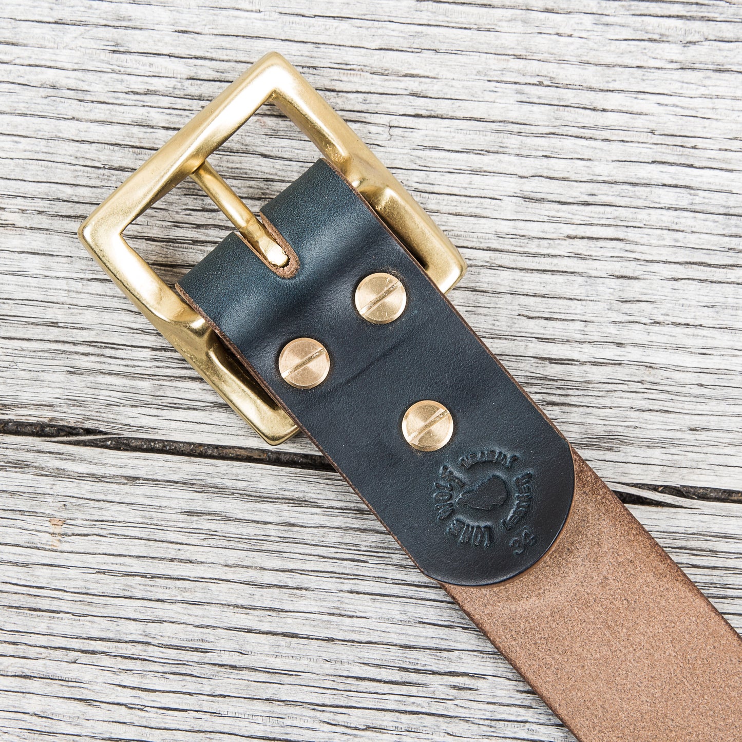 Lone Wolf Leathers Belt Horween Chromexcel Twisted Brass Buckle