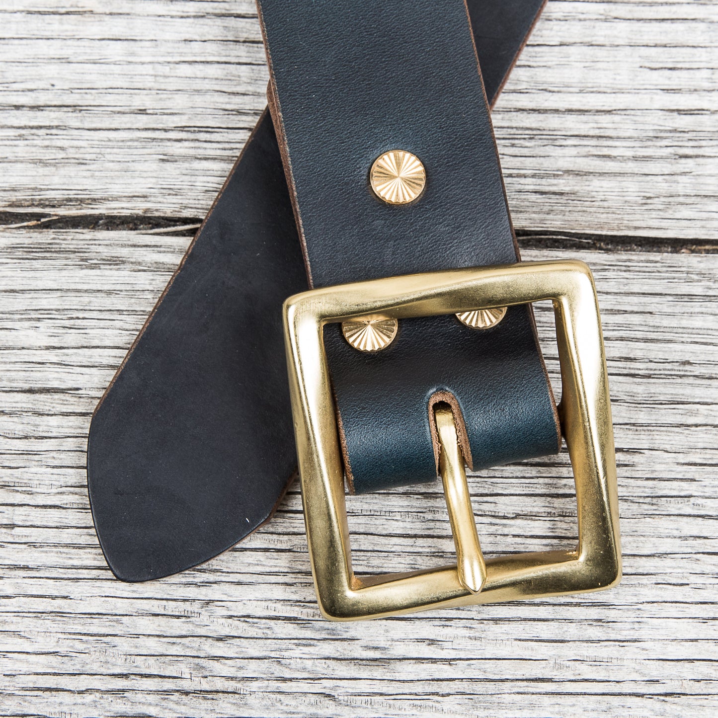 Lone Wolf Leathers Belt Horween Chromexcel Twisted Brass Buckle