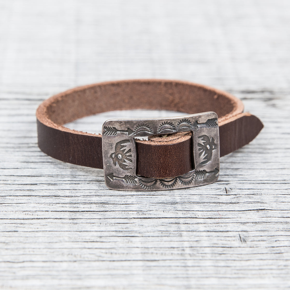 Tenable Crafts Silver & Leather Thunderbird Bracelet