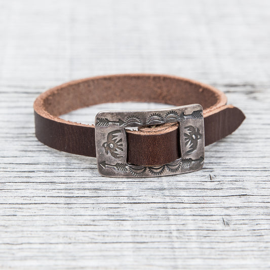 Tenable Crafts Silver & Leather Thunderbird Bracelet