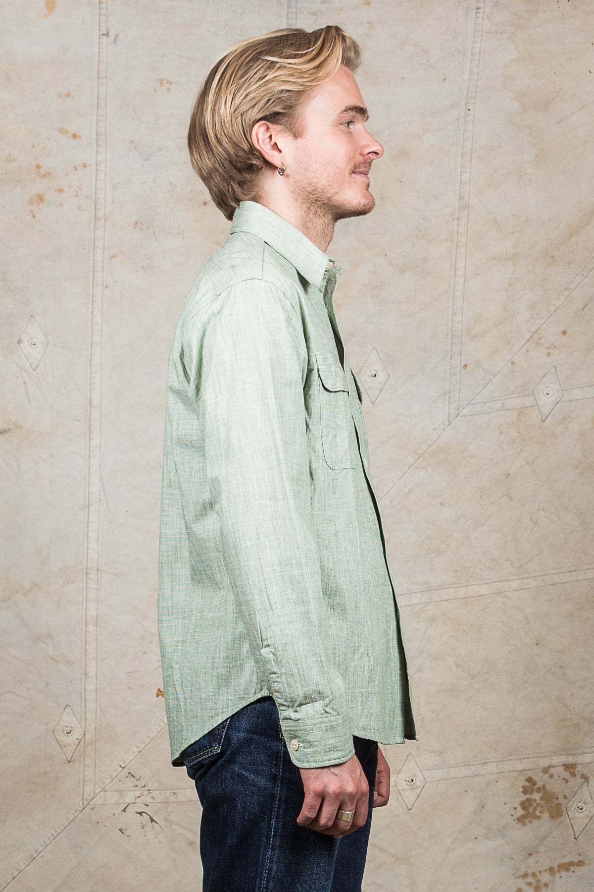 Sugar Cane & Co Green Pin Check Work Shirt