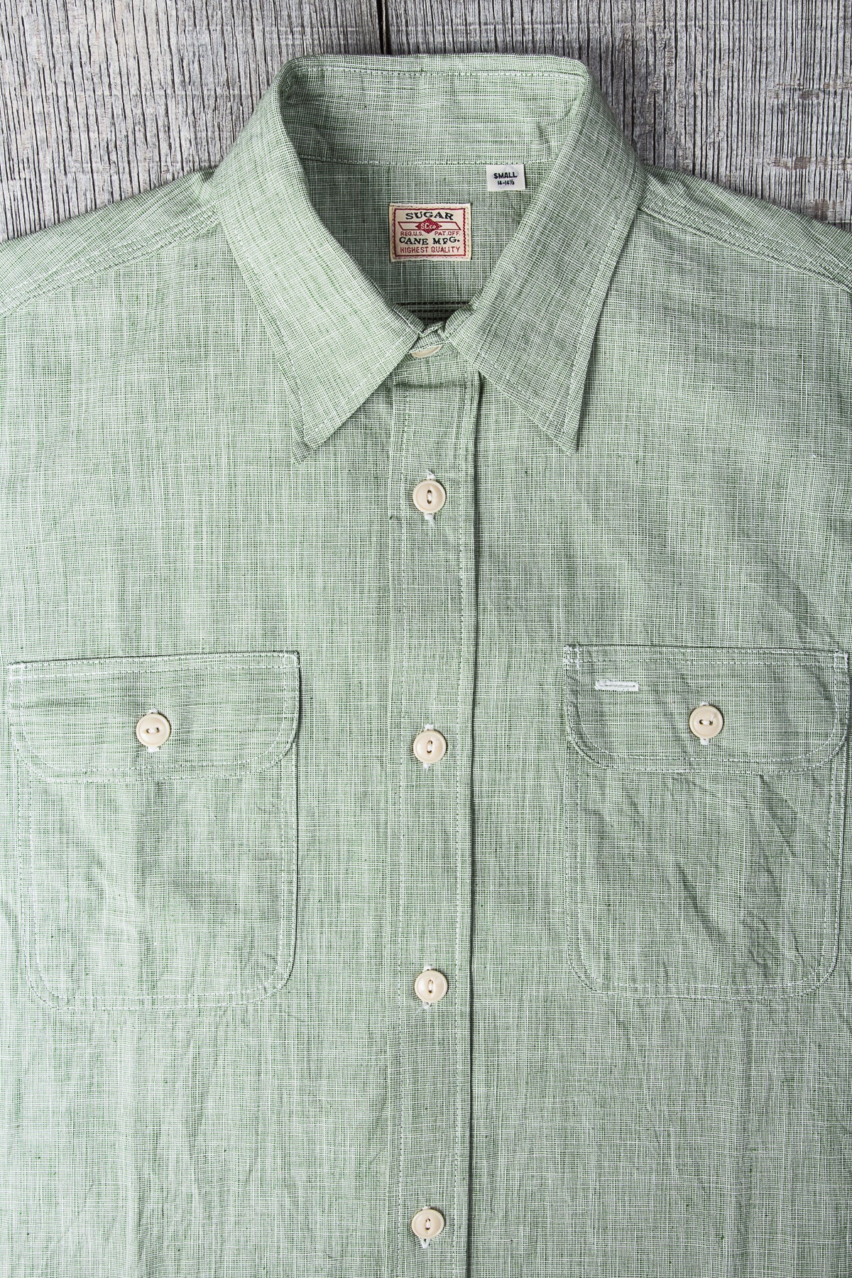Sugar Cane & Co Green Pin Check Work Shirt