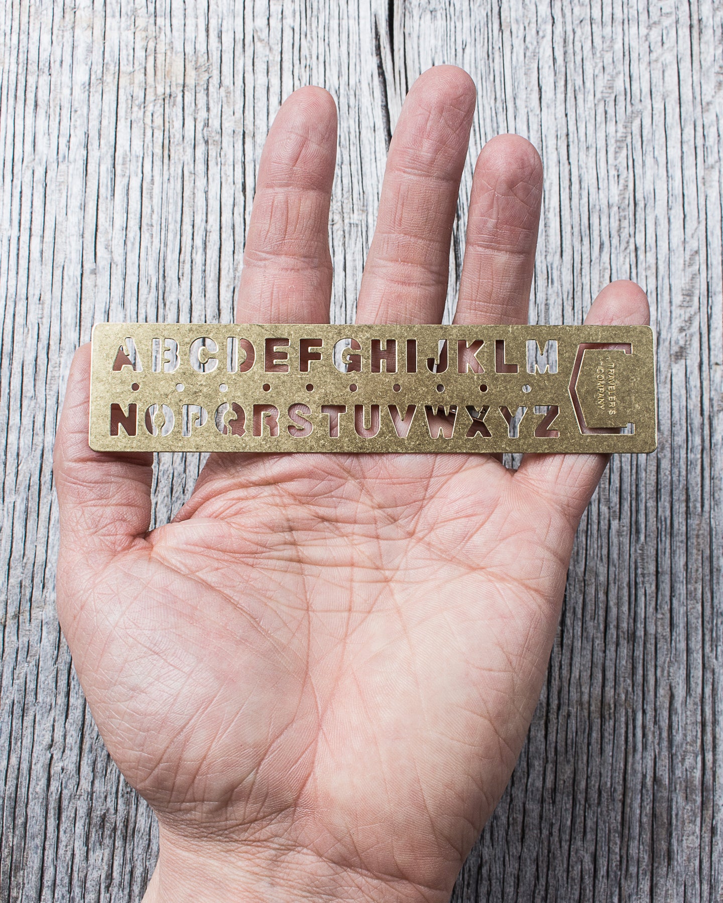 Traveler's Company Brass Template Bookmark Alphabet