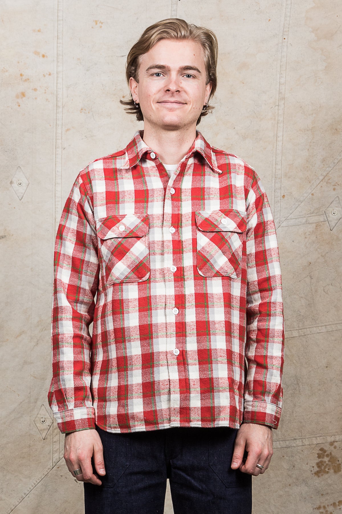 Warehouse & Co Heavy Flannel Shirt Red White