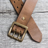 Lone Wolf Leathers Belt Horween Chromexcel Two Prongs Brass Buckle