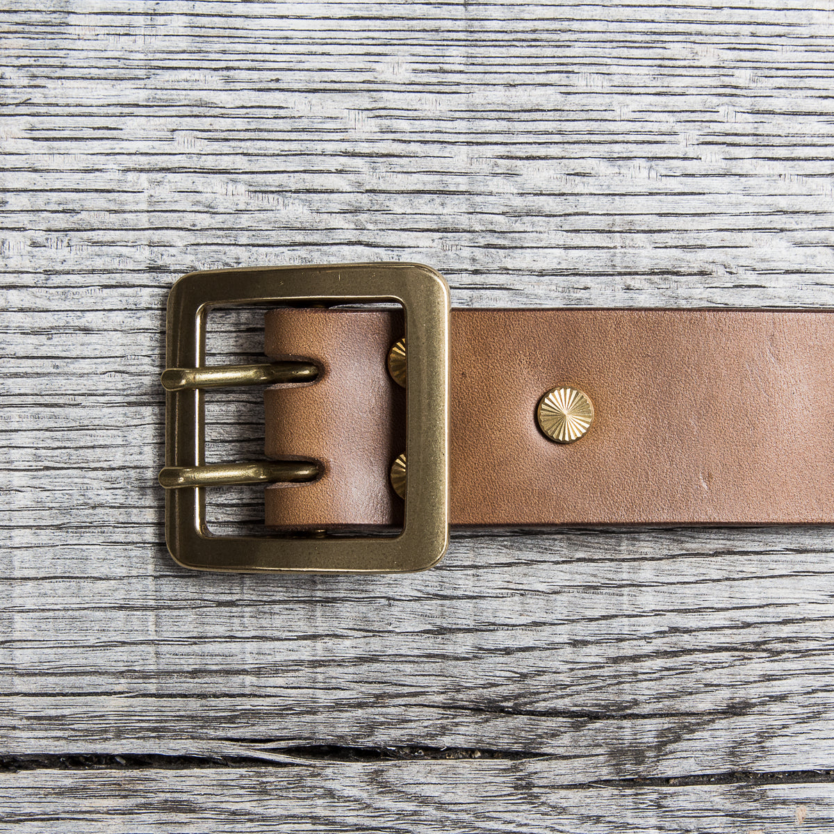 Lone Wolf Leathers Belt Horween Chromexcel Two Prongs Brass Buckle