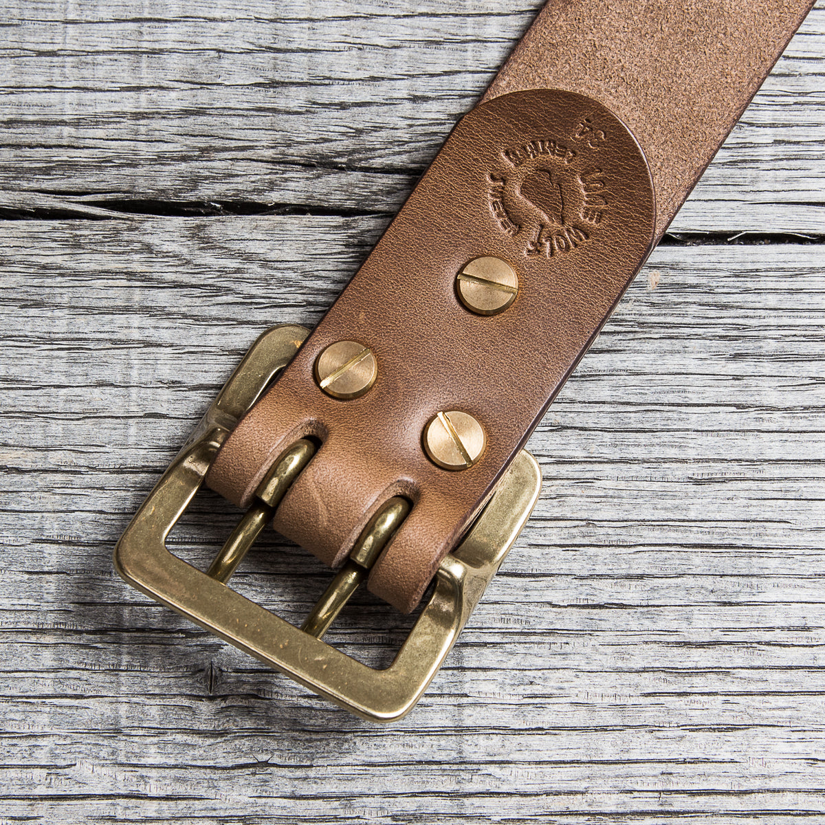 Lone Wolf Leathers Belt Horween Chromexcel Two Prongs Brass Buckle