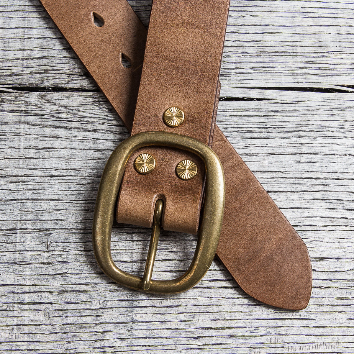 Lone Wolf Leathers Belt Horween Chromexcel Oval Brass Buckle