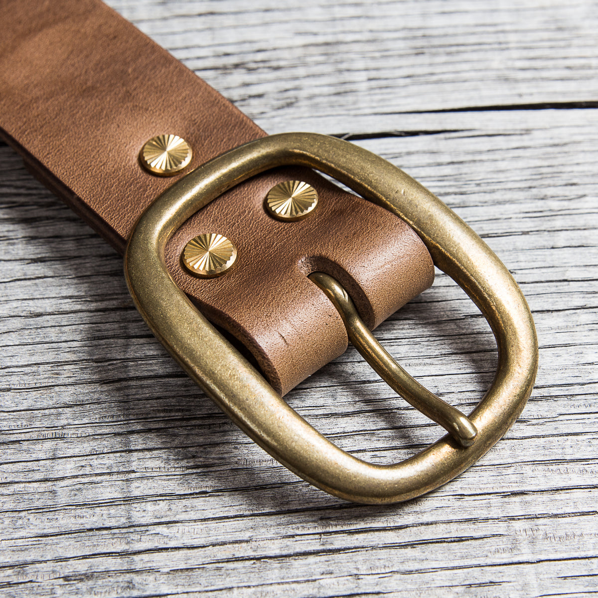 Lone Wolf Leathers Belt Horween Chromexcel Oval Brass Buckle