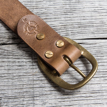 Lone Wolf Leathers Belt Horween Chromexcel Oval Brass Buckle
