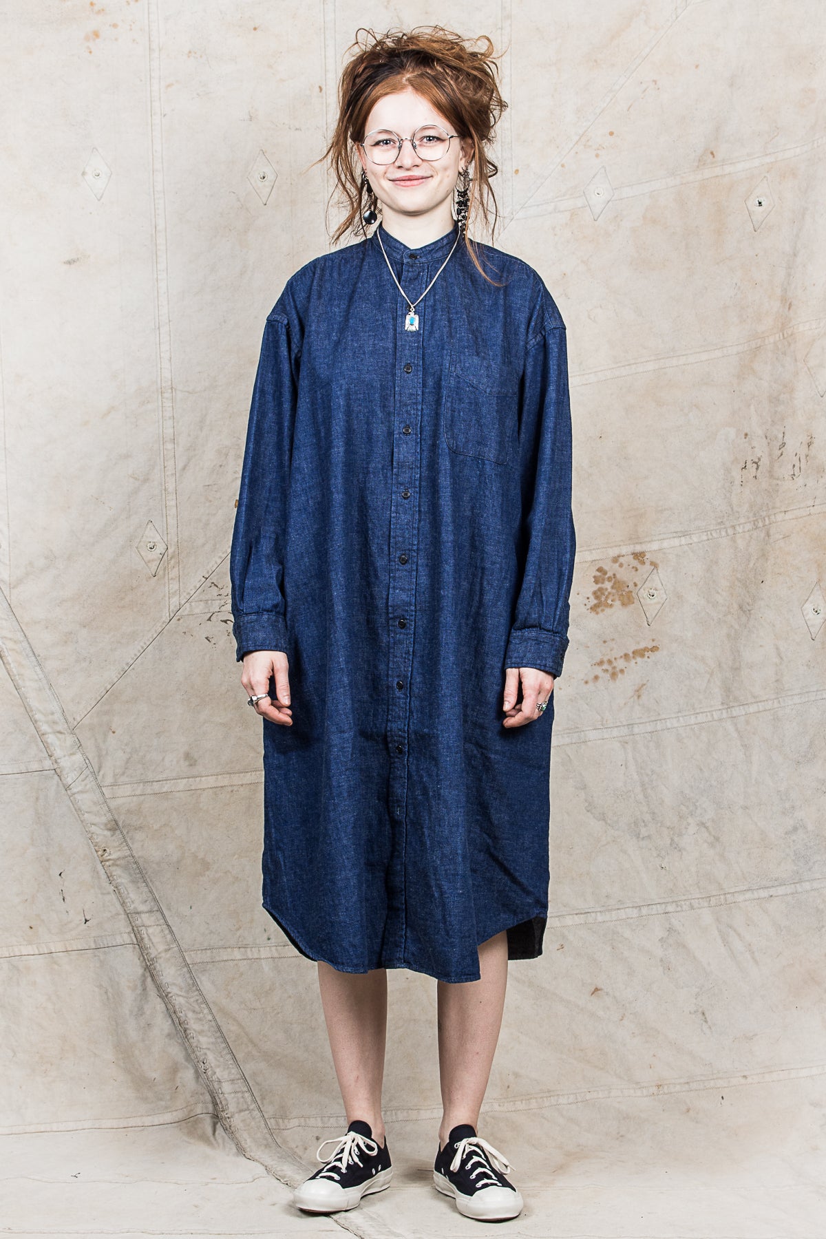 OrSlow Women's Denim Shirt One Piece Dress