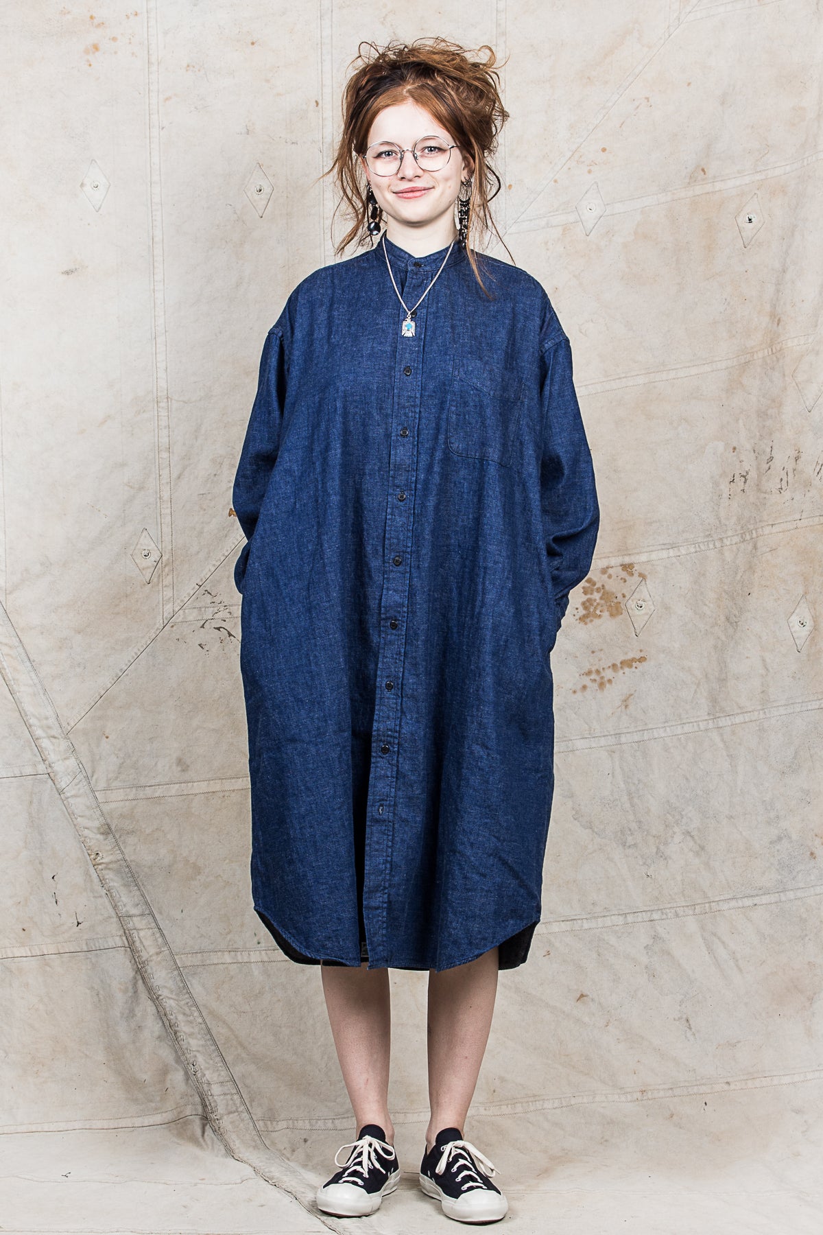 OrSlow Women's Denim Shirt One Piece Dress
