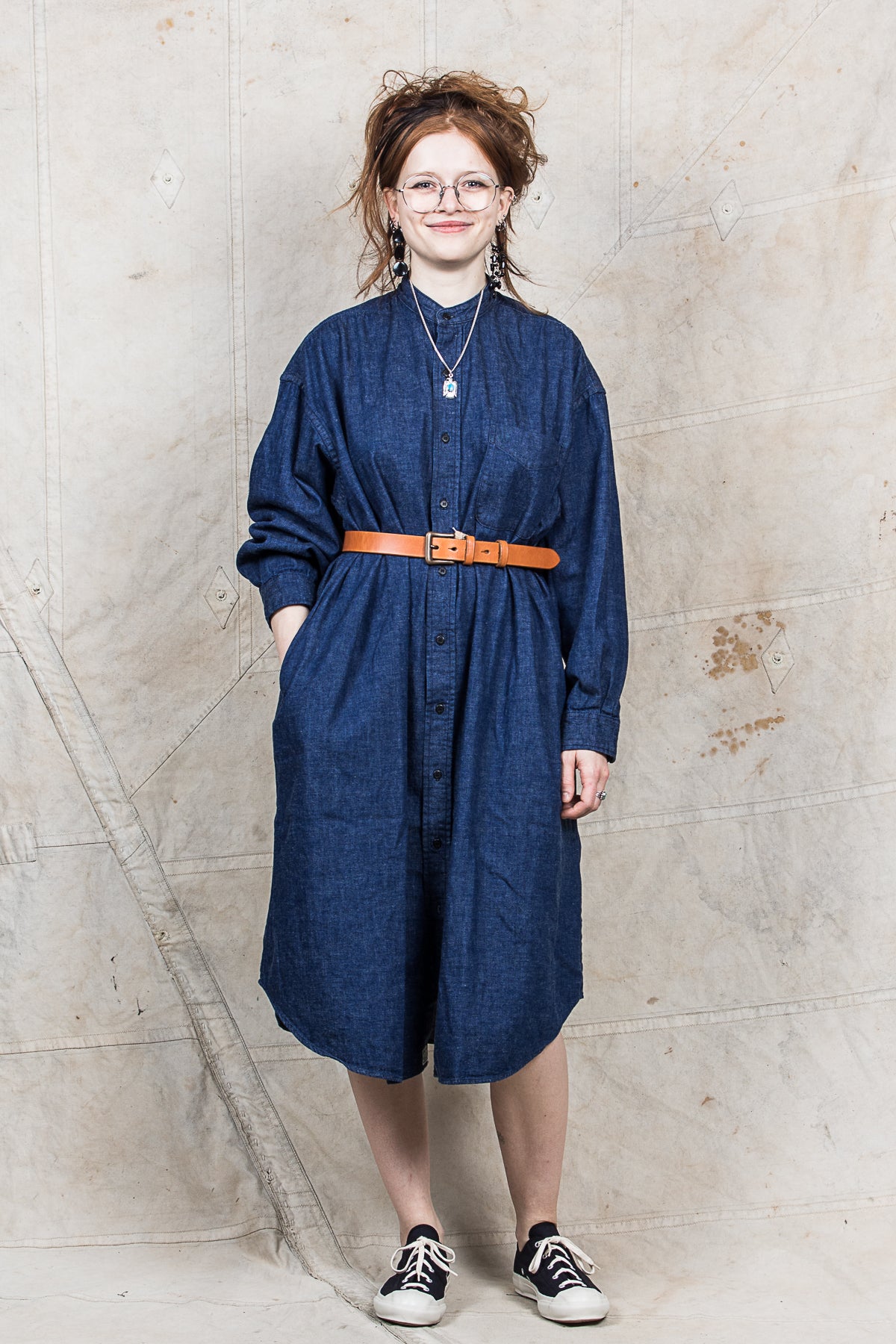 OrSlow Women's Denim Shirt One Piece Dress